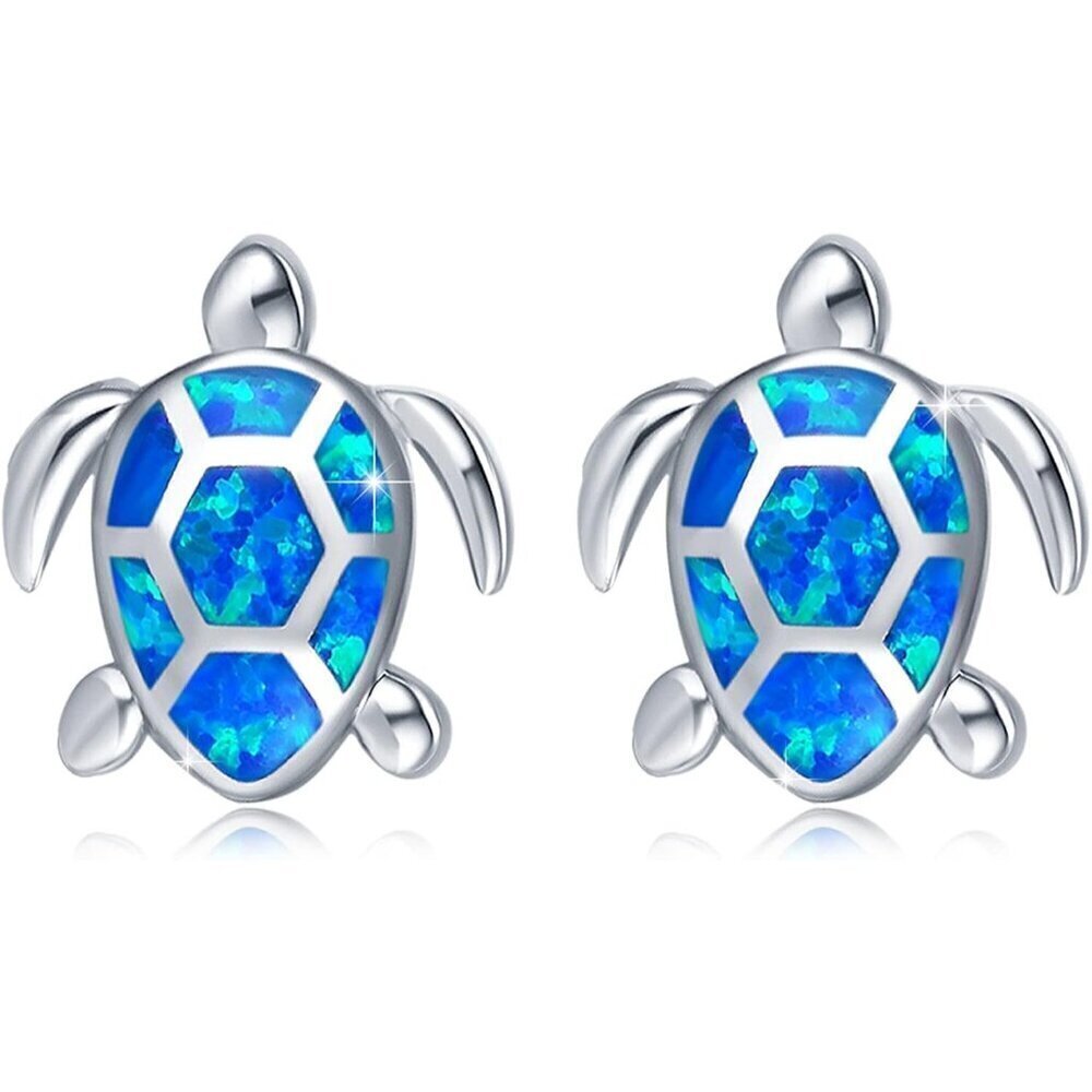 Sea Turtle Silver Hawaiian Beach Themed Stud Earrings  for Women